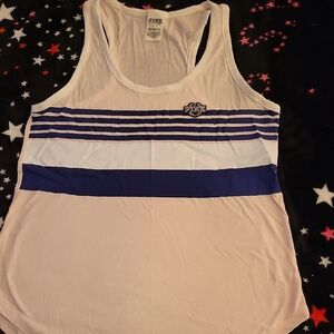 PINK Victoria's Secret Pink, White and Blue Tank Top